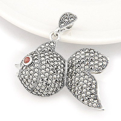 泰銀馬克賽金魚吊墜|韓國飾品批發|銀飾批發|銀飾品