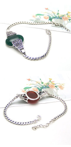 260074-泰銀馬克賽瑪瑙手鏈(顏色隨機(jī))|韓國飾品批發(fā)|銀飾批發(fā)|銀飾品