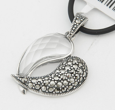 泰銀鑲馬克賽石吊墜|韓國飾品批發|銀飾批發|銀飾品