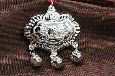 【990純銀 小孩兒童嬰兒寶寶銀鎖長命鎖 無銅珠 銀飾品批發】價格,廠家,圖片,吊墜,福建省龍鳳祥珠寶-