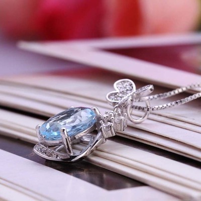 【寶萃銀樓 S925銀鑲彩寶吊墜 托帕石 女款 銀飾產(chǎn)家批發(fā)】價格,廠家,圖片,項鏈,深圳市優(yōu)信珠寶-